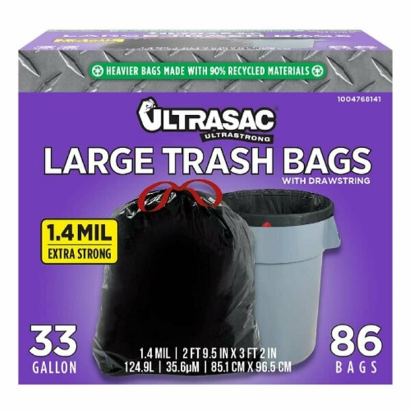 Eat-In 33 gal Heavy Duty Drawstring Trash Bag EA3986517